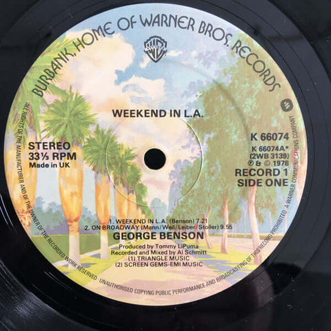 George Benson - Weekend In L.A. - Artists George Benson Genre Soul Release Date 1 Jan 1978 Cat No. K 66074 Format 2 x 12" Vinyl - Gatefold - UK pressing - Warner Bros. Records - Warner Bros. Records - Warner Bros. Records - Warner Bros. Records - Vinyl Record