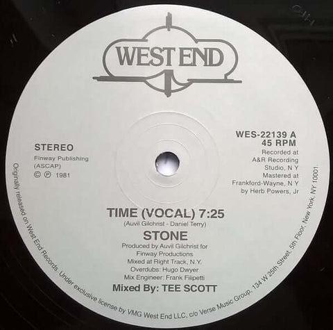 Stone - Time - Artists Stone Style Disco, Boogie Release Date 1 Jan 2015 Cat No. WES22139 Format 12" Vinyl - Stone - Time - West End Records - West End Records - Vinyl Record