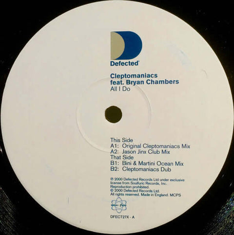 Cleptomaniacs - All I Do - Artists Cleptomaniacs Genre Garage House Release Date 22 Jan 2001 Cat No. DFECT27X Format 2 x 12" Vinyl - Defected - Defected - Defected - Defected - Vinyl Record