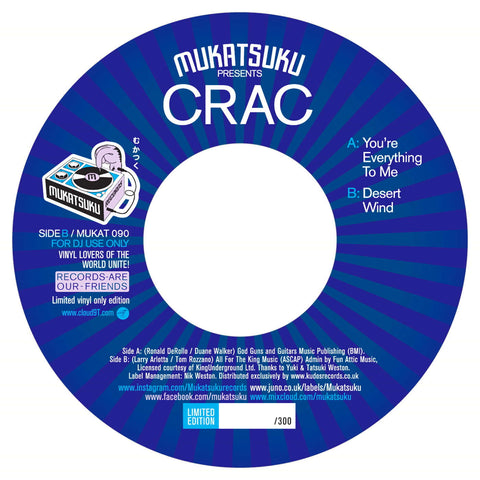 Crac - You're Everything To Me - Artists Crac Genre Jazz-Funk, Reissue Release Date 3 Nov 2023 Cat No. MUKAT090 Format 7" Vinyl - Mukatsuku - Mukatsuku - Mukatsuku - Mukatsuku - Vinyl Record