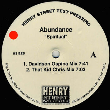 Abundance - Spiritual Vinyl Vinly Record