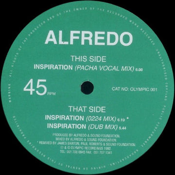 Alfredo - Inspiration Vinyl Vinly Record