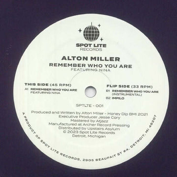 Alton Miller - Remember Who You Are Vinyl Vinly Record