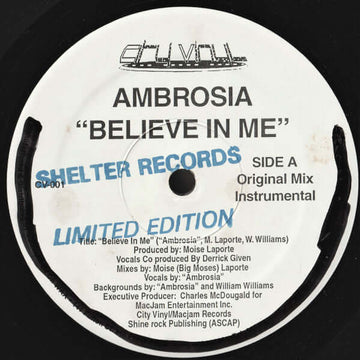 Ambrosia - Believe In Me Vinyl Vinly Record