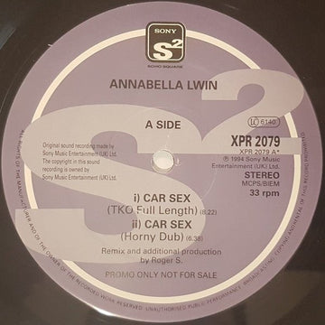 Annabella Lwin - Car Sex Vinyl Vinly Record