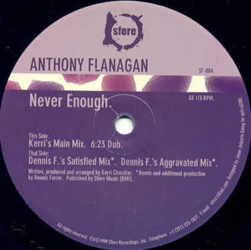 Anthony Flanagan - Never Enough Vinyl Vinly Record