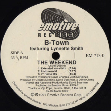 B - Town Featuring Lynette Smith - The Weekend Vinyl Vinly Record