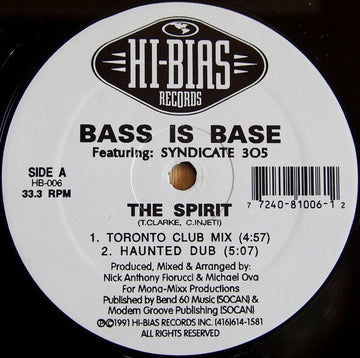 Bass Is Base Featuring: Syndicate 305 - The Spirit Vinyl Vinly Record