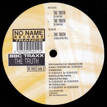BBC Traxx - The Truth Vinyl Vinly Record