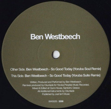 Ben Westbeech - So Good Today (Osunlade Remixes) Vinyl Vinly Record