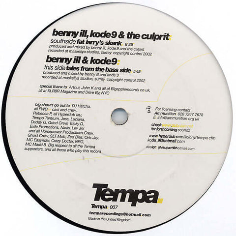 Benny Ill, Kode9 & The Culprit ‎ - Fat Larry's Skank / Tales From The Bass Side Vinyl - Vinyl Record