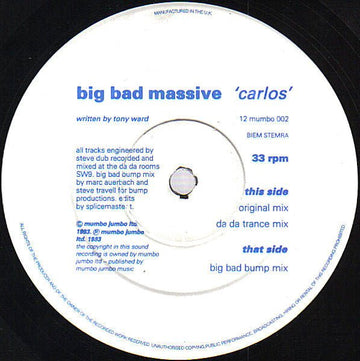 Big Bad Massive - Carlos Vinyl Vinly Record