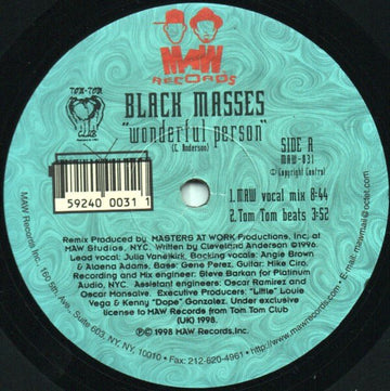 Black Masses - Wonderful Person (The Masters At Work Remixes) Vinyl Vinly Record