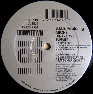 B.M.E. Featuring Meechie - Funky Love Supplier Vinyl Vinly Record