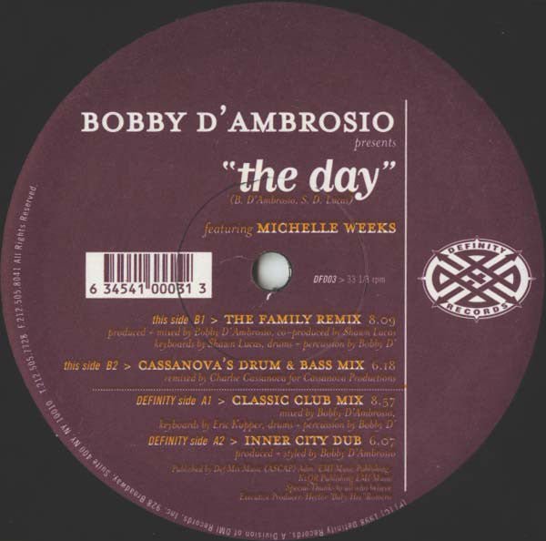 Bobby D'Ambrosio Featuring Michelle Weeks - The Day Vinyl