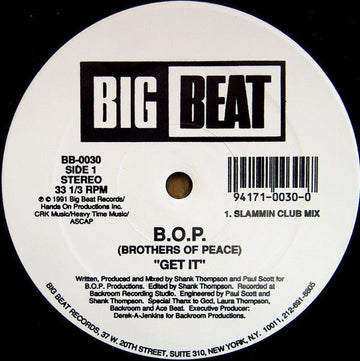 B.O.P. - Get It / Get Off Vinyl Vinly Record