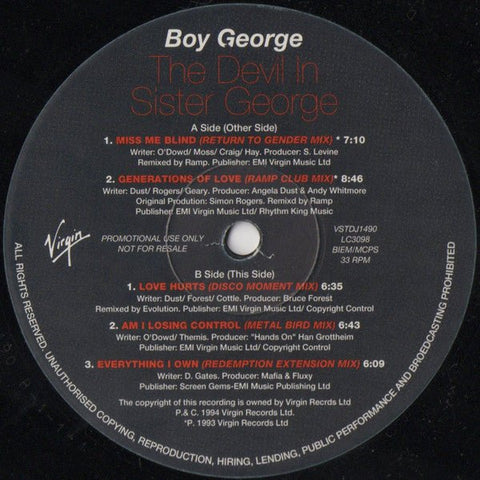 Boy George - The Devil In Sister George Vinyl - Vinyl Record