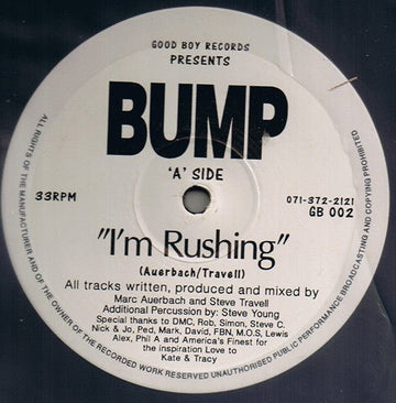 Bump - I'm Rushing Vinyl Vinly Record