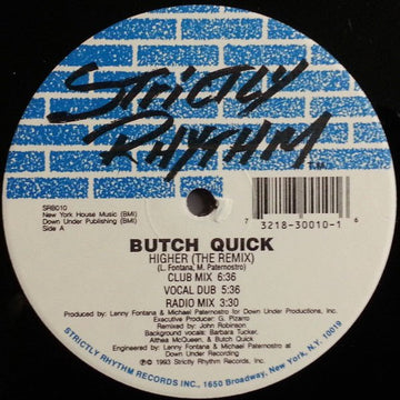 Butch Quick - Higher (The Remix) Vinyl Vinly Record