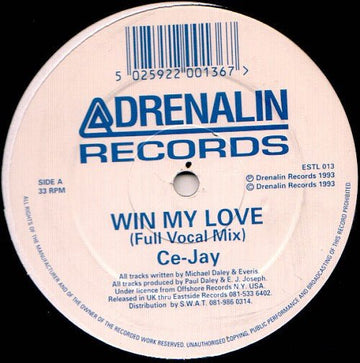 Ce - Jay - Win My Love Vinyl Vinly Record