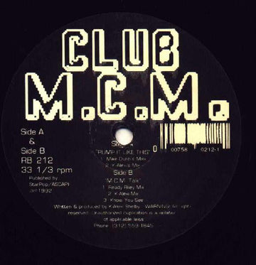 Club MCM - Pump It Like This Vinyl Vinly Record