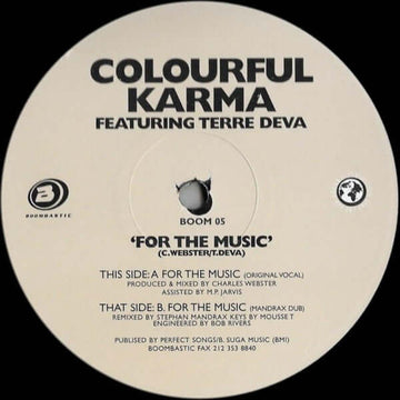 Colourful Karma Featuring Terra Deva - For The Music Vinyl Vinly Record
