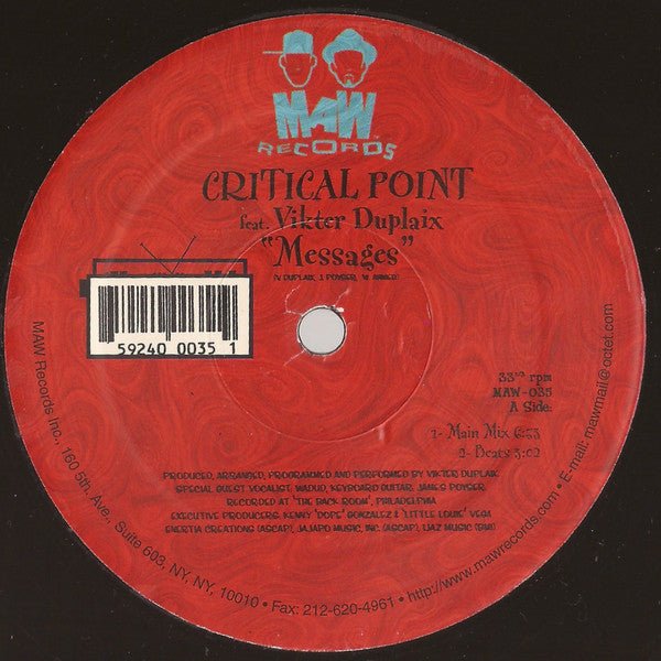 Critical Point Feat. Vikter Duplaix - Messages Vinyl