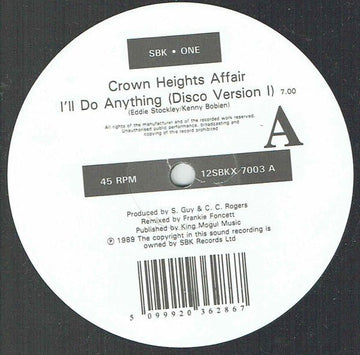 Crown Heights Affair - I'll Do Anything (Frankie Foncett Remixes) Vinyl Vinly Record