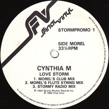 Cynthia M - Love Storm Vinyl Vinly Record