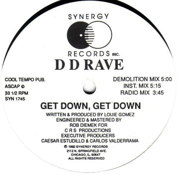 D D Rave - Get Down, Get Down Vinyl Vinly Record
