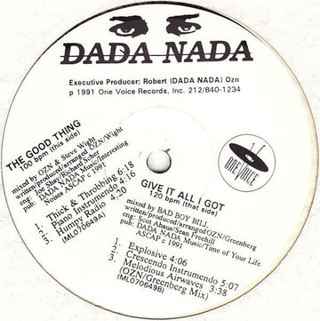 Dada Nada - The Good Thing / Give It All I Got Vinyl Vinly Record