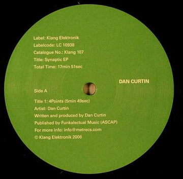 Dan Curtin - Synaptic EP Vinyl Vinly Record