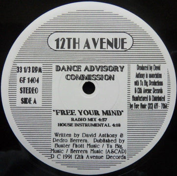 Dance Advisory Commission - Free Your Mind Vinyl Vinly Record