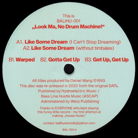 Daniel Wang - The Look Ma No Drum Machine EP Vinyl - Vinyl Record