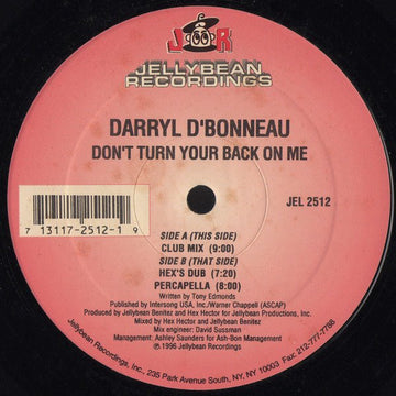 Darryl D'Bonneau - Don't Turn Your Back On Me Vinyl Vinly Record