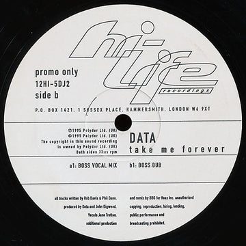 Data - Take Me Forever Vinyl Vinly Record