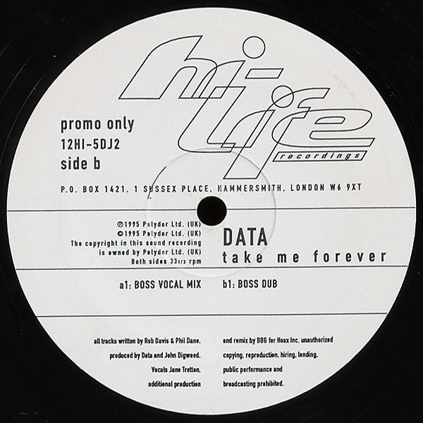 Data - Take Me Forever Vinyl