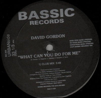 David Gordon - What Can You Do For Me / Destiny Vinyl