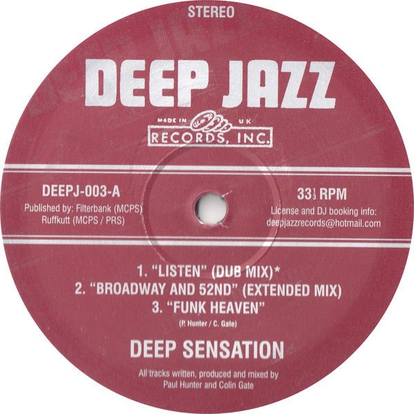 Deep Sensation - Five Track Extended Play Vinyl