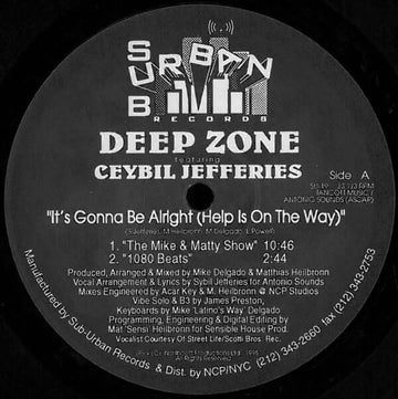 Deep Zone Featuring Ceybil Jefferies - It's Gonna Be Alright (Help Is On The Way) Vinyl Vinly Record