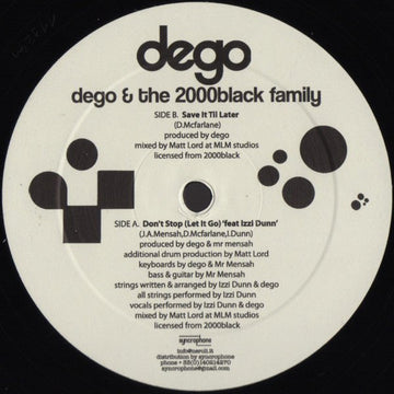 Dego & The 2000Black Family - Don't Stop (Let It Go) Vinyl Vinly Record