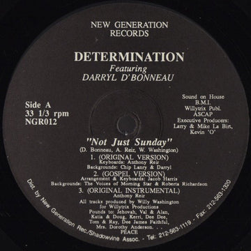 Determination Featuring Darryl D'Bonneau - Not Just Sunday Vinyl Vinly Record