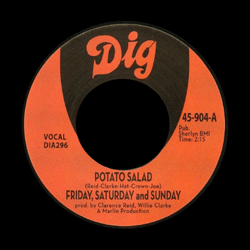 Friday, Saturday And Sunday - Potato Salad / There Must Be Something Dig - Artists Friday, Saturday And Sunday Style Soul, Funk Release Date 1 Jan 2016 Cat No. DIA296 Format 7