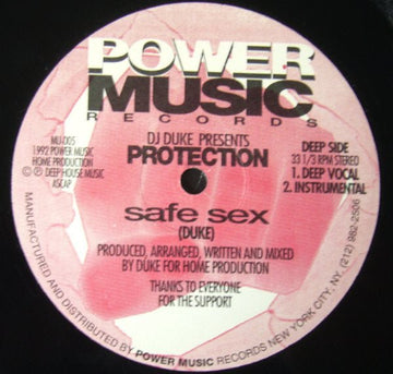 DJ Duke Presents Protection - Safe Sex Vinyl Vinly Record