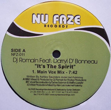 DJ Romain Feat. Darryl D'Bonneau - It's The Spirit Vinyl Vinly Record
