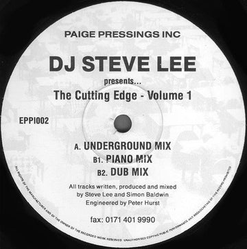 DJ Steve Lee - The Cutting Edge - Volume 1 Vinyl Vinly Record