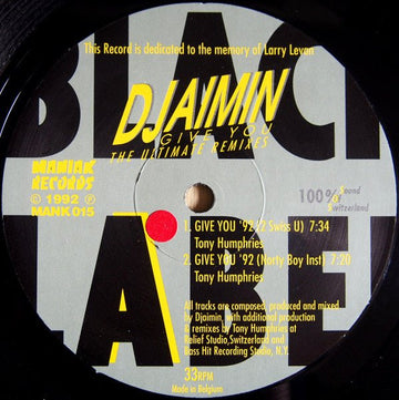 Djaimin - Give You (The Ultimate Remixes) Vinyl Vinly Record