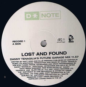 D*Note - Lost And Found Vinyl Vinly Record