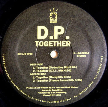 D.P. - Together Vinyl Vinly Record