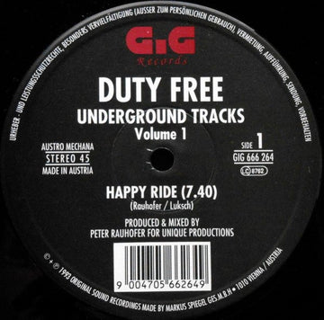 Duty Free - Underground Tracks Volume 1 Vinyl Vinly Record